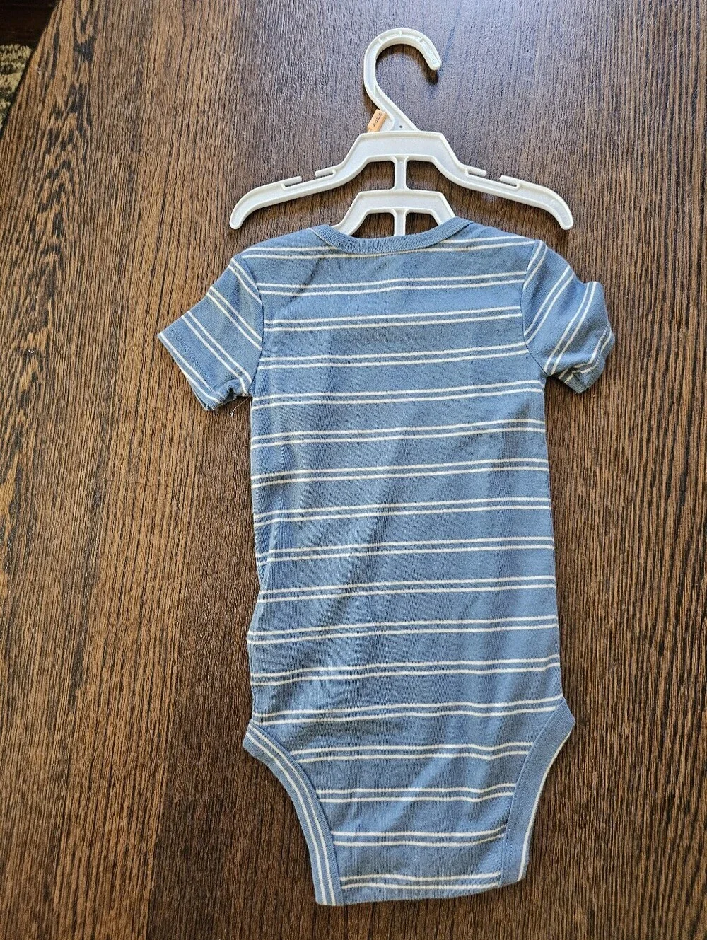 Carter's Blue White Striped Cuddly Little One Sleeveless Onesie Size 12 Mos NEW